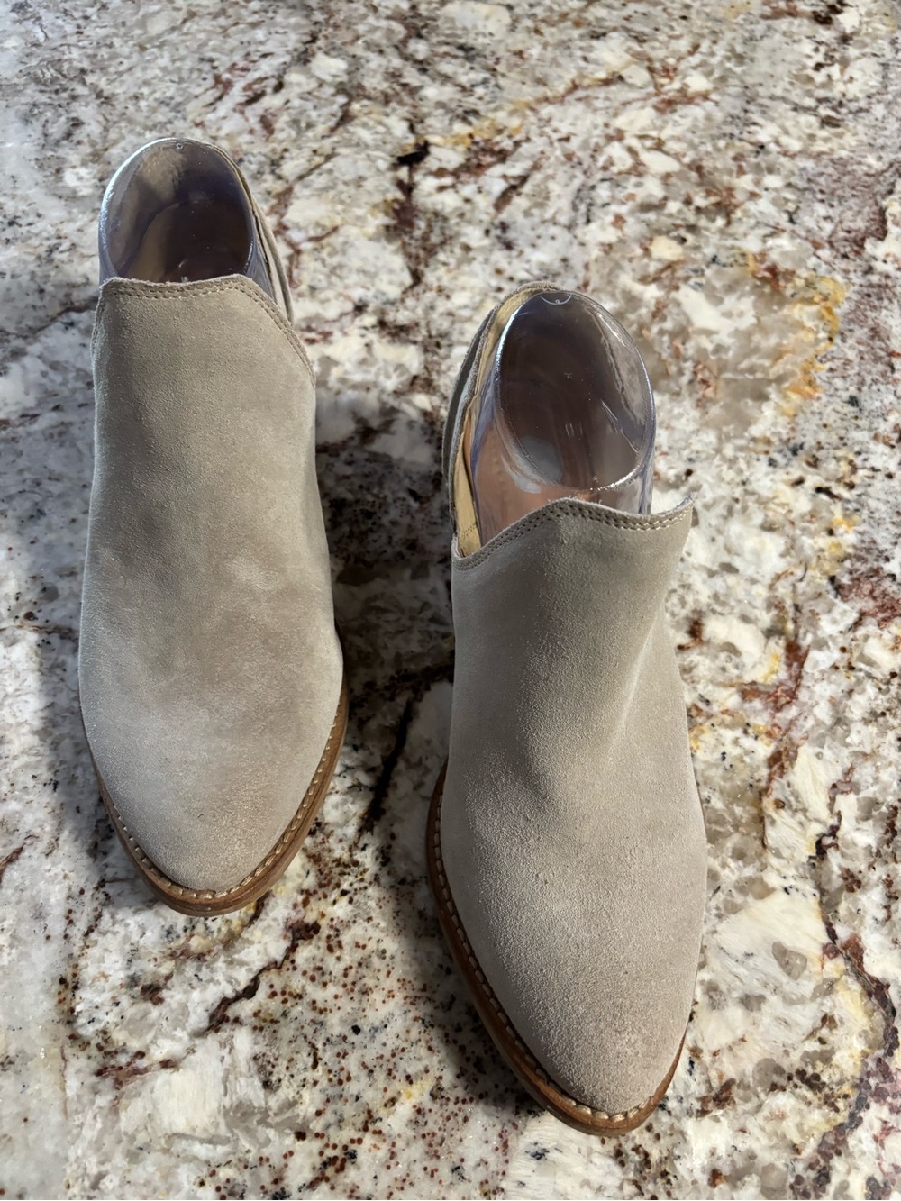 Women's Suede Slip-On Mules in Light Taupe